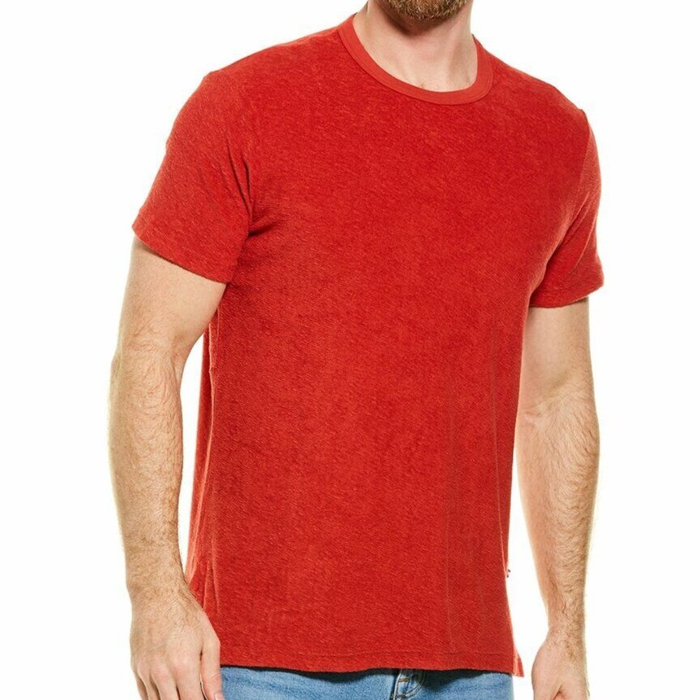Sol Angeles Men's Loop Terry T-Shirt in Crimson Red-Size MEDIUM